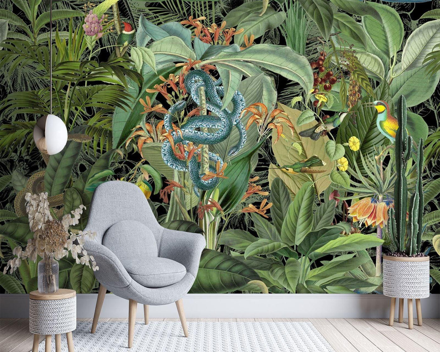 Fototapete, 3D Tropischer Dschungel Grün