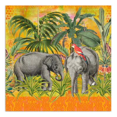 Fototapete, Orange abstrakte Tiere Elefanten - Andrea Haase