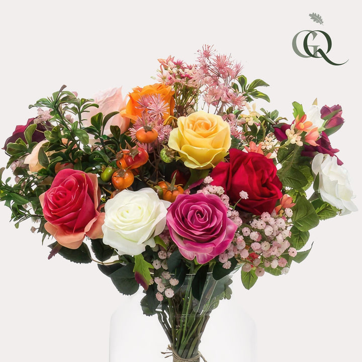 Kunstblumen - Bouquet M - Flame Roses - 45 cm