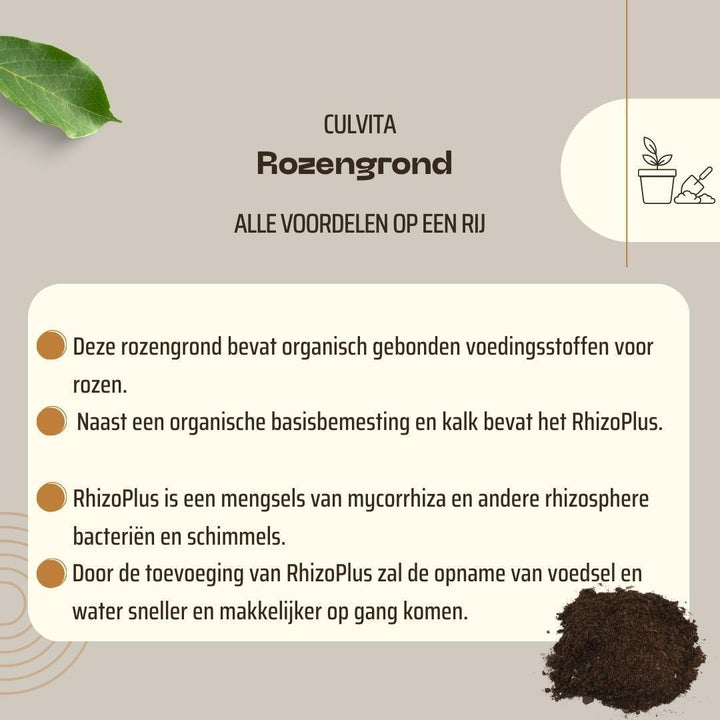Culvita - Rosenerde 40 Liter - Blumenerde für Rosen geeignet - inklusive RhizoPlus Wurzelverbesserer