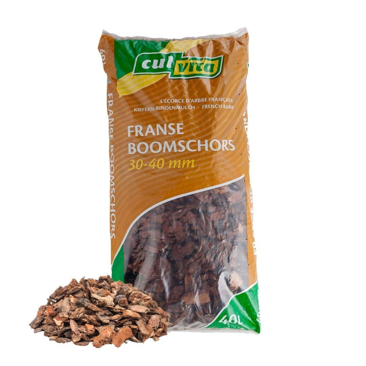 Culvita - Premium Französische Baumrinde Bodendecker 40 Liter - Dekorative Rinde 30-40 mm - geeignet für die Landschaftsgestaltung Gehwege
